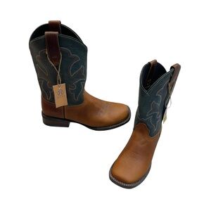 Roper Square Toe Brown Leather Upper Big Boys Western Cowboy Boots New